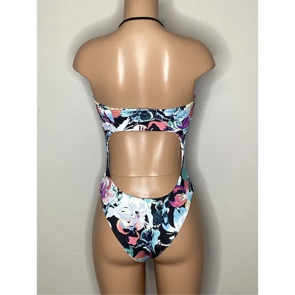 New. WET watercolor floral reversible swimsuit. X-Small. Retails $208